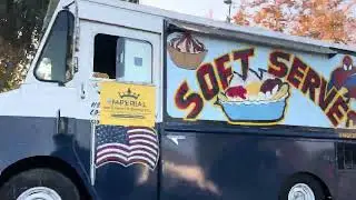  I found a soft serve ice cream truck with Spider-Man decorations playing turkey in the straw