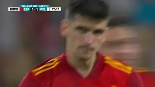 Gerard Moreno (Spain) penalty miss vs Poland