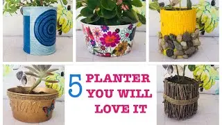 diy 5 Creative Planters | Planter Makeover Out Of Waste| Planter Pots Idea Using Recycled Materials