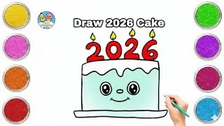 Easiest New year's Cake drawing, happy new years 2026 LABUBU cake drawing, easy drawing#easydrawing