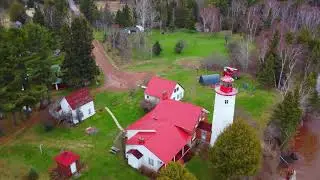 Lighthouses of Jacobsville and Lower Portage Entry on Lake Superior by Drone