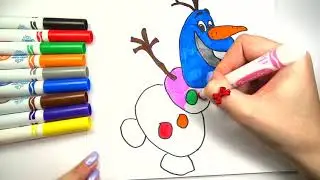 Learn how to Draw and Color Olaf Frozen Snowman Disney Learning Video Coloring Page for Kids
