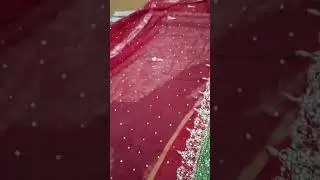 red bridal maxi silver work