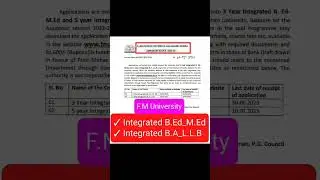 Integrated B.Ed_M.Ed &bull;&bull; B.Ed - M.Ed &bull;&bull; F.M University