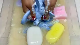 BUTTER SOFT Squishy Soap Bars! Relaxing Wet Mushy Soap Sounds - Soaked Soap ASMR So Satisfying