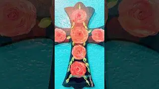 Hand Painted Cross With Roses #cross #painting #handpainted #arte  #floralsculpture #flowerpainting