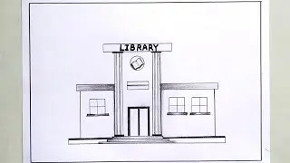 Library Drawing || How to Draw a Library House Scenery || My Book House Drawing || Pencil Drawing