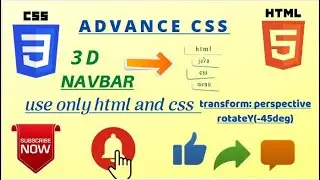how to create 3d navbar  ||  3d animation use only html and css #transform #rotateY in(hindi)