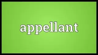 Appellant Meaning