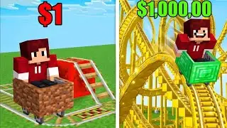 $1 Doller RollerCoaster vs $1,000,00 Doller RollerCoaster Challenge || Minecraft