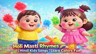 Holi Masti Rhymes 🌈 | Hindi Kids Songs | Learn Colors Fun