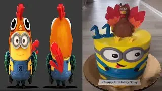 Beautiful Minion cake decorating with a turkey topper🙈/Baby's 11th Birthday/Easy cake decorating🎂