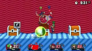 Super Smash Flash 2 Beta v1.4 Free For All - Yoshi Vs Red Vs Mario Bros #1292