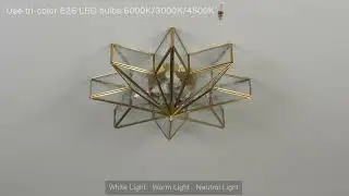 Aeyee Brass Flush Mount Ceiling Light Star Shaped Lighting Fixture with Glass Shade #ceilinglights