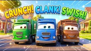 Garbage Truck! Crunch Clank Swish 🚛🎶 | Kids Recycling Fun #kidssongs #garbagetrucksong #trucksongs