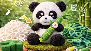 DIY Panda 🐼| panda plushy with hair rubber bands | How to make pom pom panda bear 