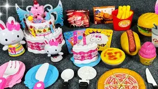 8 minutes satisfied unboxing birthday cake, hamburger and french fry set meal ASMR | Toy review