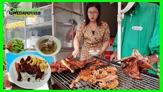 Breakfast at Toul Sangke / Roasted chicken rice / Asia street food.