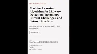 Machine Learning Algorithm for Malware Detection: Taxonomy, Current Challenges, and F... | RTCL.TV
