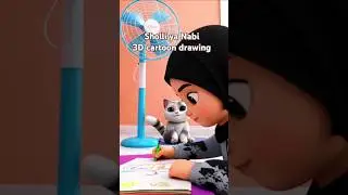 Muslim Hijab Girl 3D Cartoon Drawing | Sholli Ya Nabi #shorts #muslim #islamic #kids #cartoon #3d
