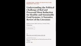 Understanding the Political Challenge of Red and Processed Meat Reduction for Healthy... | RTCL.TV