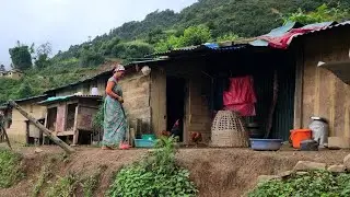 Real Nepali Mountain Village Life During the Rain | Daily Activities of Rural Village People 