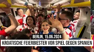 15.06.2024 Berlin Croatian football culture: fans celebrating at metro U2 to Olympiastadion EURO