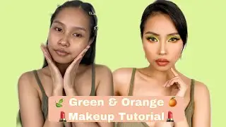 🍃Green & Orange 🍊 Makeup Tutorial 💕
