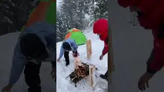 Winter survival in Sharan forest ! . #winter #snow #snowcamping #wintersurvival #sharanforest