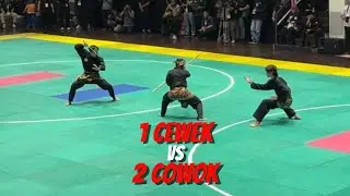 KEROYOKAN‼️1 cewek vs 2 cowok #pencaksilat #silat #pesilat #martialarts #jurus #duel #atlit #ipsi