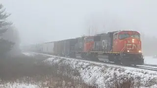 CN5654 & CN5610 pass Amiens Road, Strathroy Sub in fog on Train 330   28/01/13