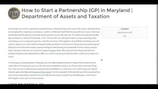 How to Start a Partnership GP in Maryland | Department of Assets and Taxation