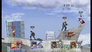 Super Smash Bros Brawl Lucas(P1) vs Marth(P2) vs Snake(CPU) vs Captain Falcon(CPU)
