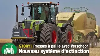 Presses à paille XXL avec Verschoor | 2x Claas Xerion | Système d'extinction Löschtainer by Recker