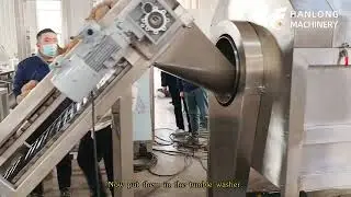 How does a drum washing machine clean sweet potatoes?
