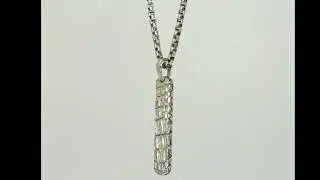 David Yurman Naturals Gator Ingot Dog Tag Necklace 925 Sterling 22.5&rdquo;L + Pouch - 34269