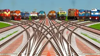 10 Indian Trains Passing By Bumpy Forked Railroad Tracks | Railworks 3 | beamng drive train videos 