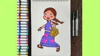 Chutki Coloring Page 🎨 | Cartoon Characters for Kids | Easy Drawing Tutorial | Sketch Pen Coloring