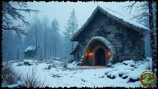 Hidden Log Cabin of the Frozen Forest 🏠 | Medieval Nordic Winter Ambience for Calm | LowBeat Tune 🍁