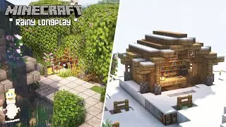 Minecraft Rainy Longplay - Build a Enchanting Room and a Bookstore - No Commentary