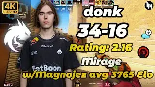 donk (34-16) w/Magnojez avg 3765 Elo | mirage | CS2 DEMO #cs2 #donk