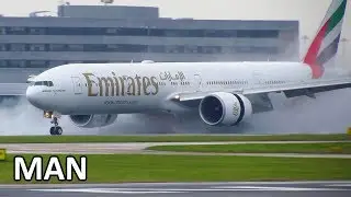 Planespotting at Manchester Airport: 777, A330, 787, 757+ Waterspray Action! [Full HD]