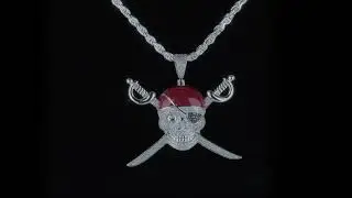 Plunder Pendant - MOISSANITE Real 925 Silver/14k Gold Plated Pirate Skull & Bones Pendant Necklace