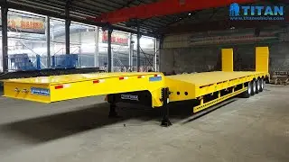 4 axle low loader | China 2/3/4 axles hydraulic ramps 80/100ton lowbed low flatbed semi trailer