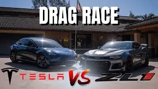 Camaro ZL1 1LE vs Tesla model 3 Performance | ROLL RACE