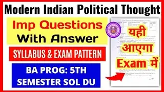 DU SOL | Modern Indian Political Thought Important Questions With Answer BA Program 5th Semester