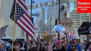 RAW VIDEO: Protestors Demonstrate Outside Trump Tower In Chicago, Illinois, Against ICE Actions