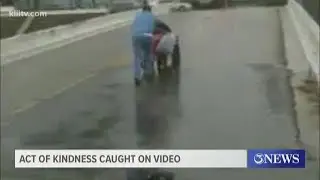 Random act of kindness during rain, cold weather caught on video