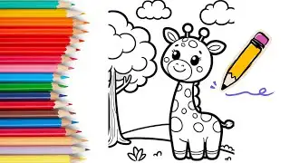 Drawing and coloring a giraffe || How to draw a giraffe easily || step by step drawing a giraffe 