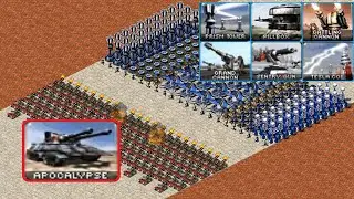 Apocalypse vs Base Defenses - Same Cost - Red Alert 2